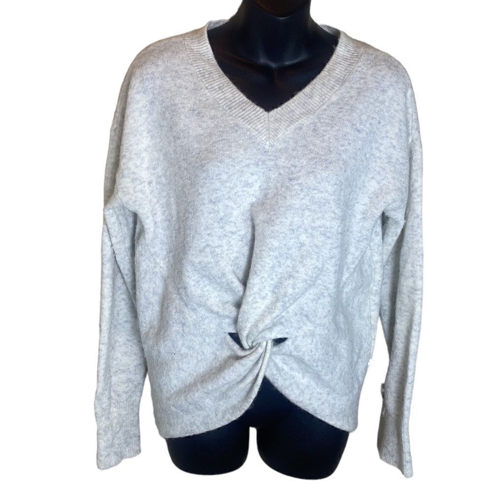 Scotch & soda wool/alpaca heathered gray white knit twistfront sweater oversized